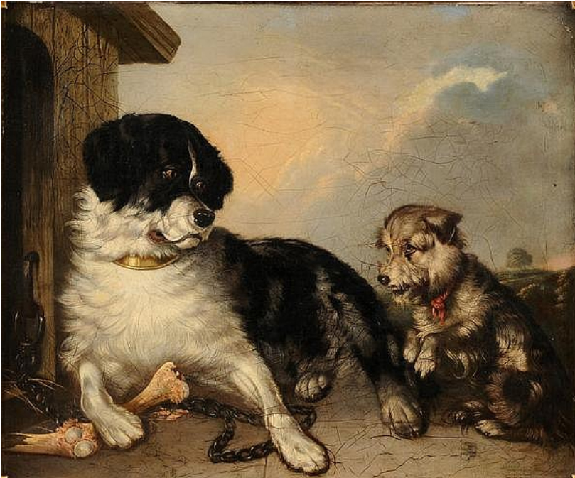 image of james bateman painting entitled give a dog a bone